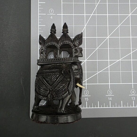 Chess Set Sandalwood Ebony Carved Wood Handmade Indian Mythology Sculpture VTG‎ - Picture 14 of 16